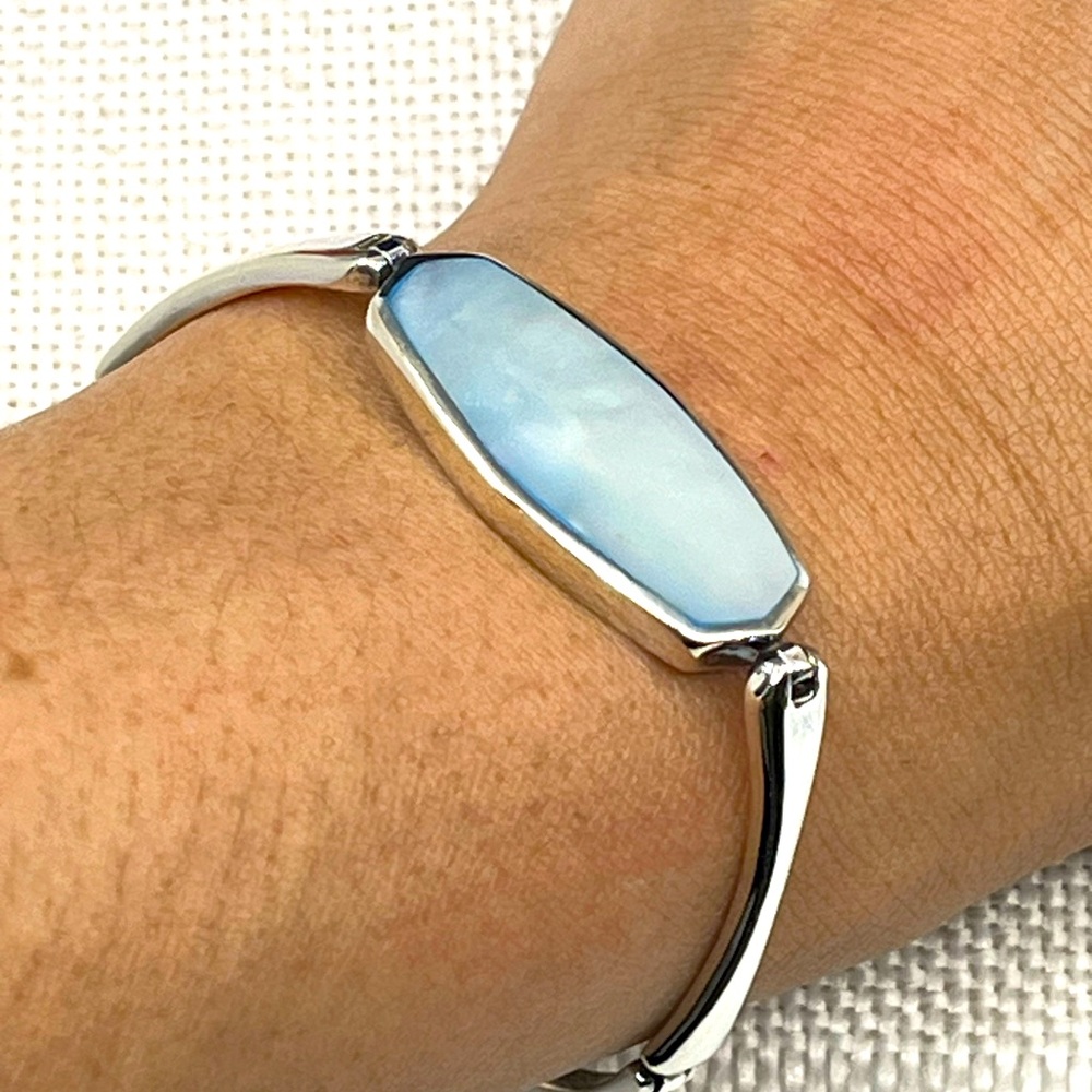 Vintage NF Sterling Silver Mother of Pearl Bracelet – 7", 17.7g, Thailand, 1990s - Picture 3 of 17